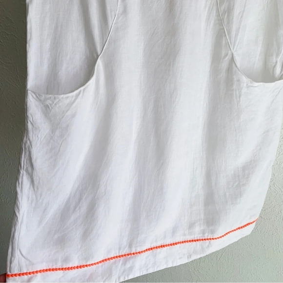 Boden Jessica Linen Dress White Pink Sz 8 Petite - Picture 5 of 7